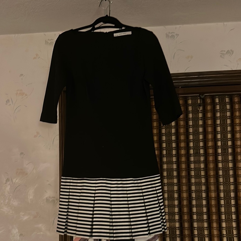 Zara Black and White Pleated Dress